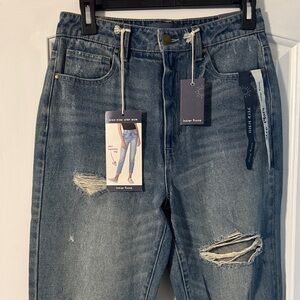 Indigo Rising High-Rise Step Mom Jeans - Blue